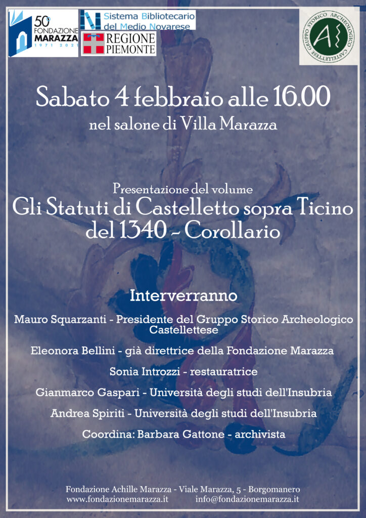 Presentazione Volume Gli Statuti di Castelletto Sopra Ticino del 1340